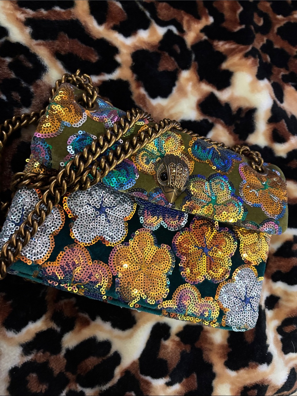 KURT GEIGER London Sequin Floral Chain Shoulder Bag - Multicolor